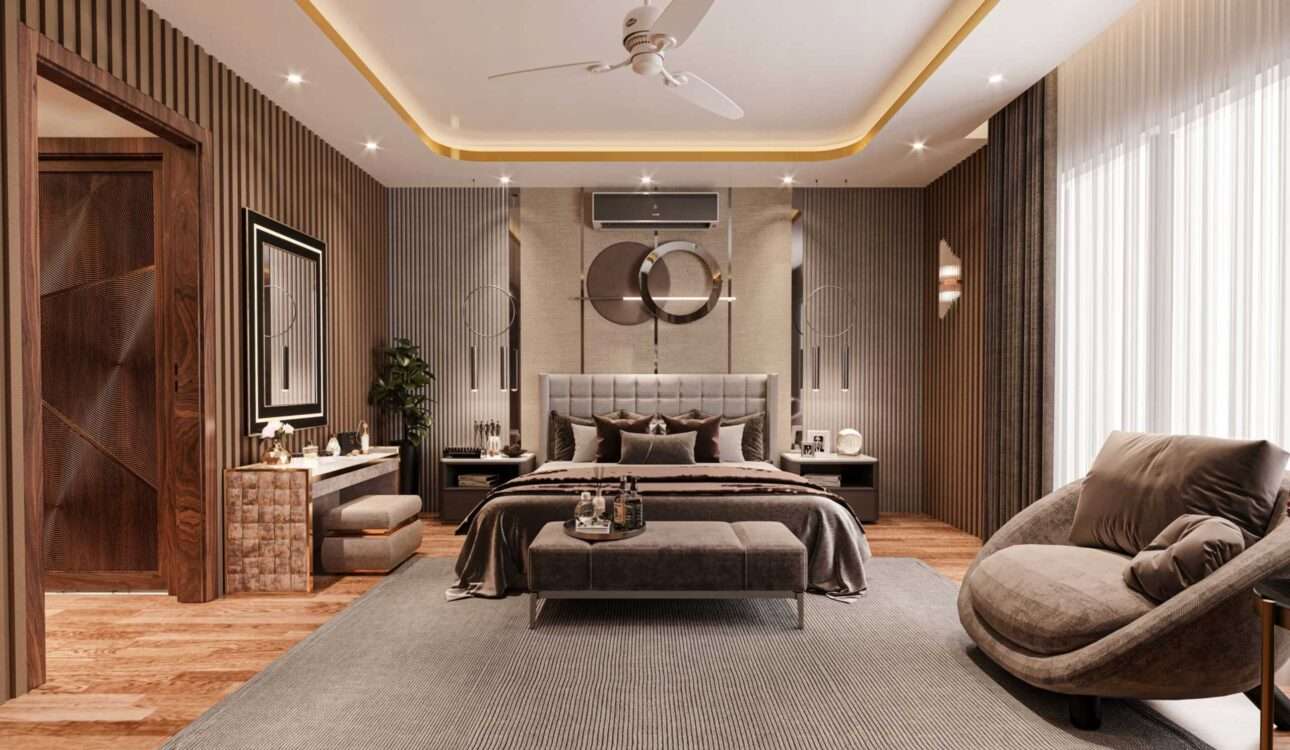 Professional interior company designing luxury home interiors with modern furniture, modular kitchens, custom wardrobes, and elegant living spaces in Vizag.