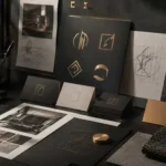 Interior design company logo ideas with modern luxury branding
