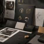 Interior design company logo ideas with modern luxury branding