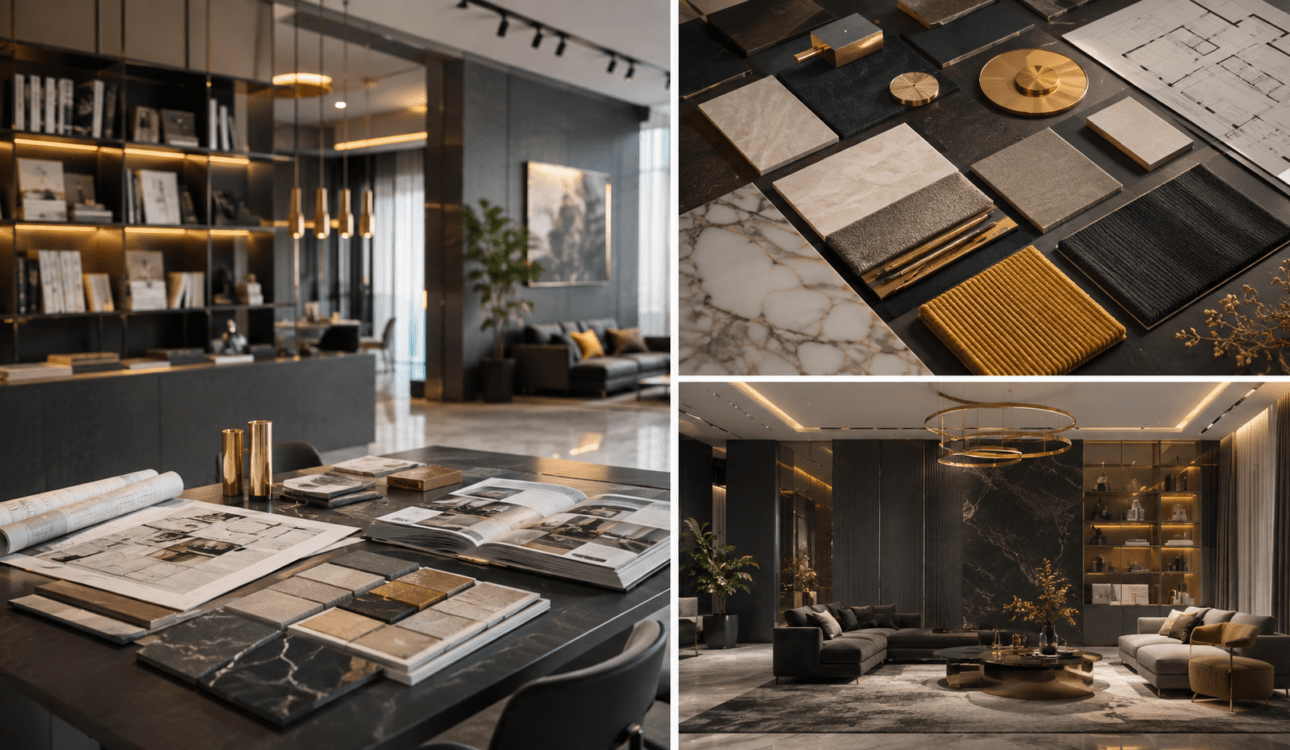 Professional interior design company profile showcasing modern residential and commercial interior design services