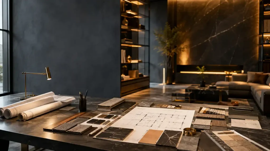 Interior designer planning a modern interior design project