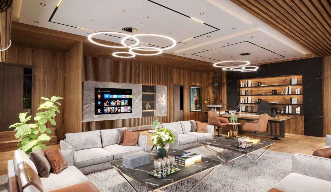Interior works in Vizag for a modern home with stylish living room and customized furniture