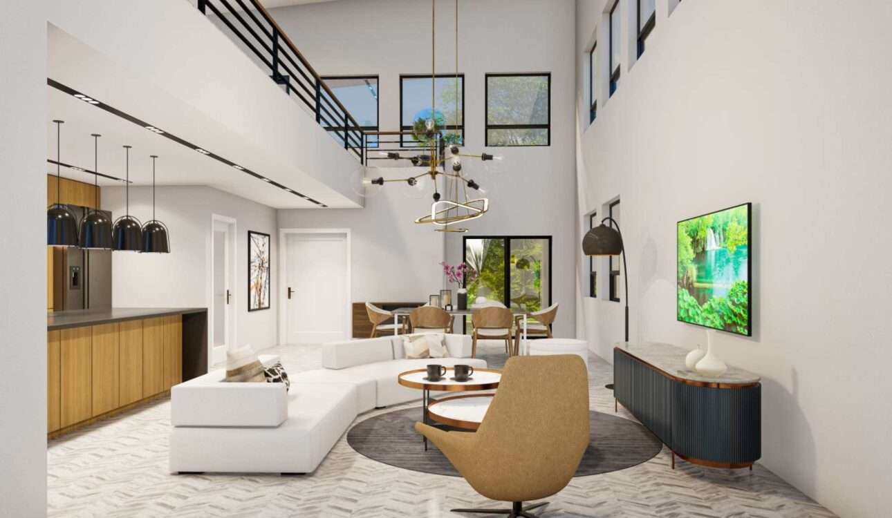 Modern living room designed by a professional interior design company in Bangalore with contemporary furniture and elegant décor.