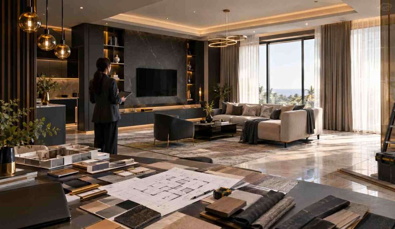 Interior designer planning a modern residential interior design project