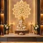modern wooden mandir design in Vizag for a contemporary home
