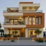 House colour combination in Vizag featuring a modern exterior with neutral and charcoal tones