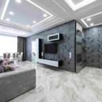 Modern new ceiling design in Vizag with layered gypsum ceiling and LED lighting