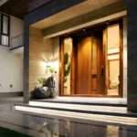 Modern wooden main door design in Vizag for a contemporary home