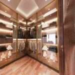 Modern wardrobe design in Vizag with wooden finishes and organized bedroom storage
